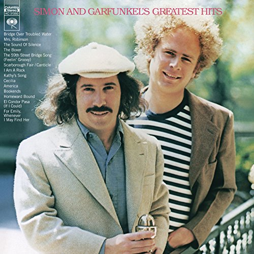 Album cover for Simon & Garfunkel’s “Greatest Hits” featuring both musicians.