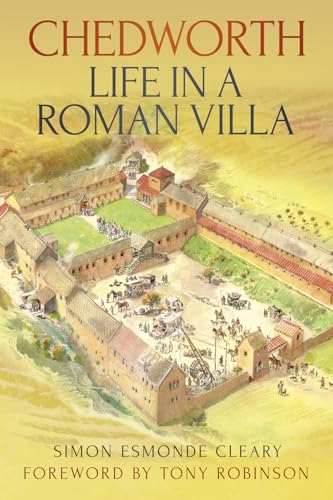 Book cover depicting a watercolor illustration of a Roman villa and people.