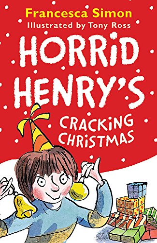 Book cover: "Horrid Henry's Cracking Christmas" with Henry and presents.