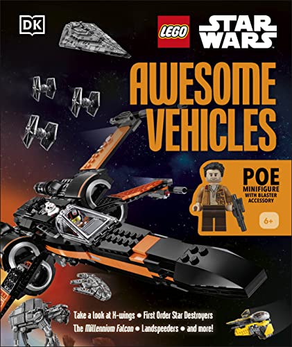 LEGO Star Wars book cover featuring vehicles like X-wings and the Millennium Falcon.
