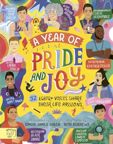 Book cover illustration featuring diverse LGBTQ+ figures and the title A Year of Pride.