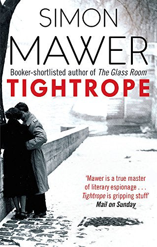Book cover: couple embracing near a wall in a snowy, grayscale scene.