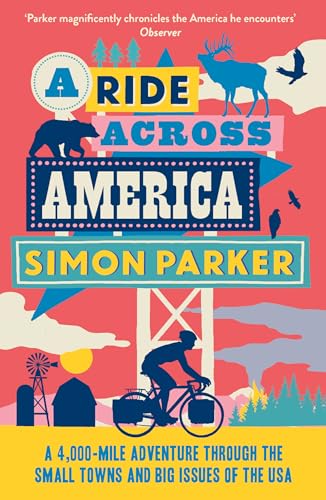 Book cover featuring a cyclist, wildlife, and landscape illustrations with the title and author.