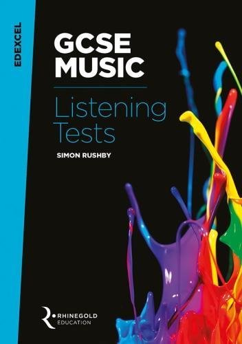 Book cover for Edexcel GCSE Music Listening Tests with colorful paint splashes on black.