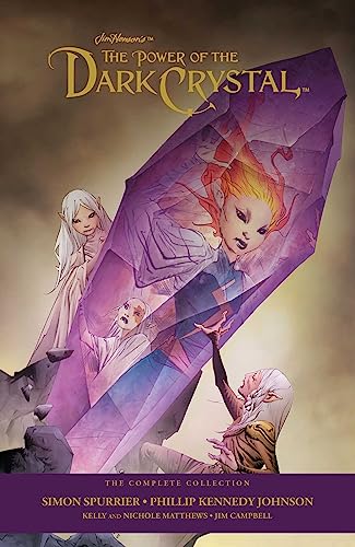 Cover of “The Power of the Dark Crystal” comic collection with fantasy characters.
