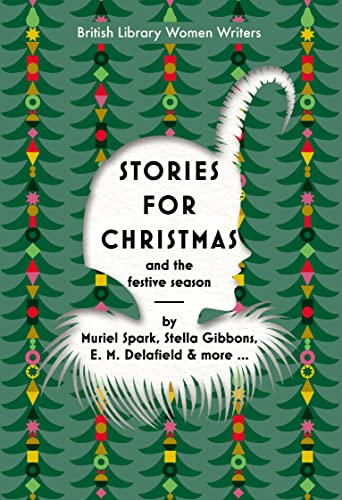 Book cover with a stylized Santa face and evergreen tree pattern.