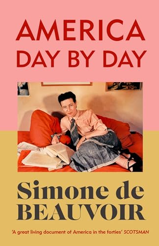 Book cover featuring a photo of Simone de Beauvoir sitting on a red couch.