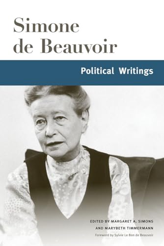Book cover: "Political Writings" by Simone de Beauvoir, with author portrait.