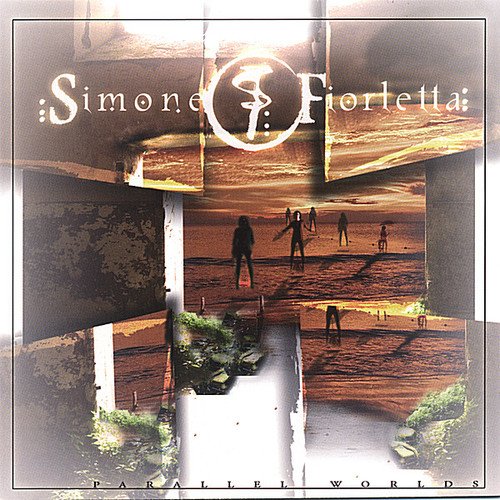 CD cover for Simone Fiorletta’s “Parallel Worlds” with abstract landscape.