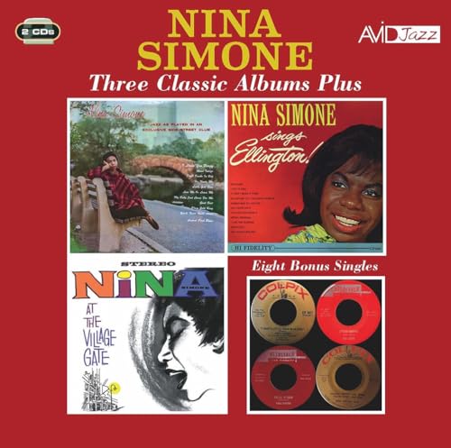 Nina Simone CD cover featuring three album artworks and four vinyl record labels.