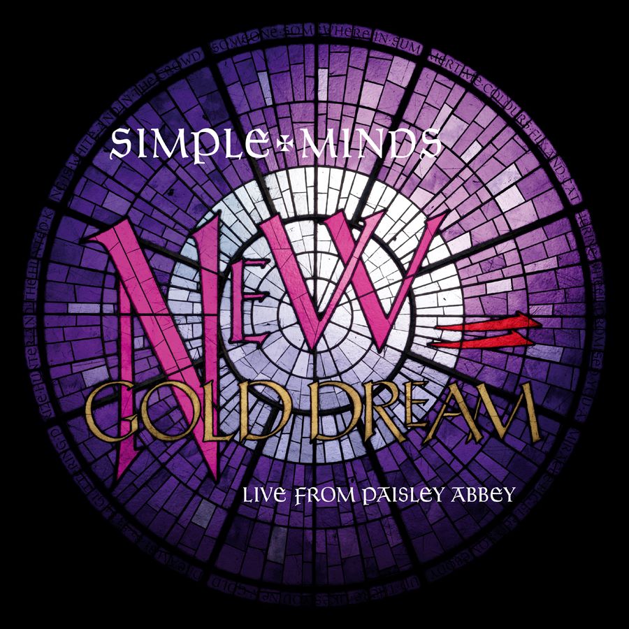 "Album cover with purple stained glass design and 'New Gold Dream' text."