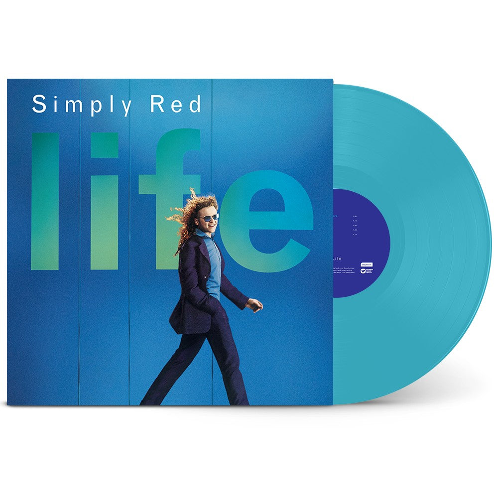 Simply Red "Life" vinyl LP, blue cover and record.