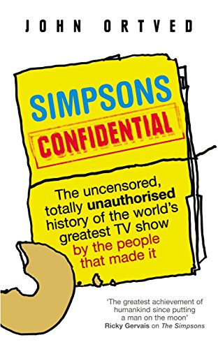 Book cover for "Simpsons Confidential" with yellow background and a donut.