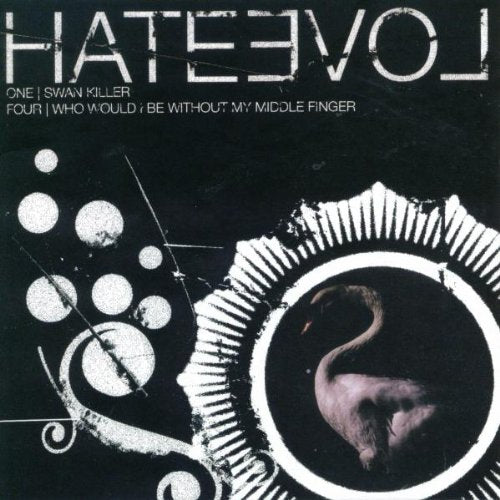 CD cover with abstract white design, a swan, and bold text "HATEVOL".