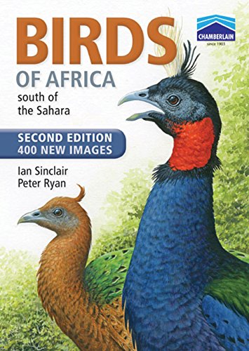 Book cover featuring two colorful African birds, a crested guinea fowl and a helmeted guineafowl.