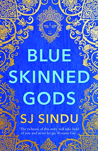 Book cover: blue background with gold ornate design and large white text.