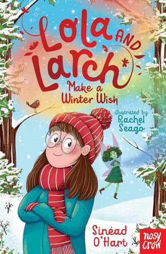 Book cover: girl and fairy in snowy winter landscape.