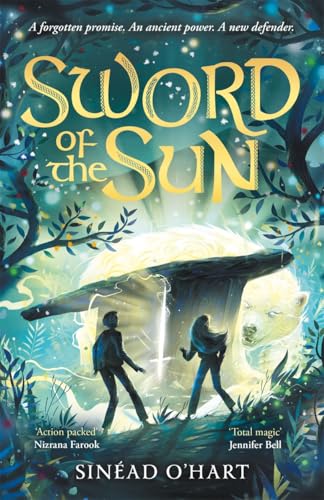 Book cover: two figures with a large, glowing bear in a forest.
