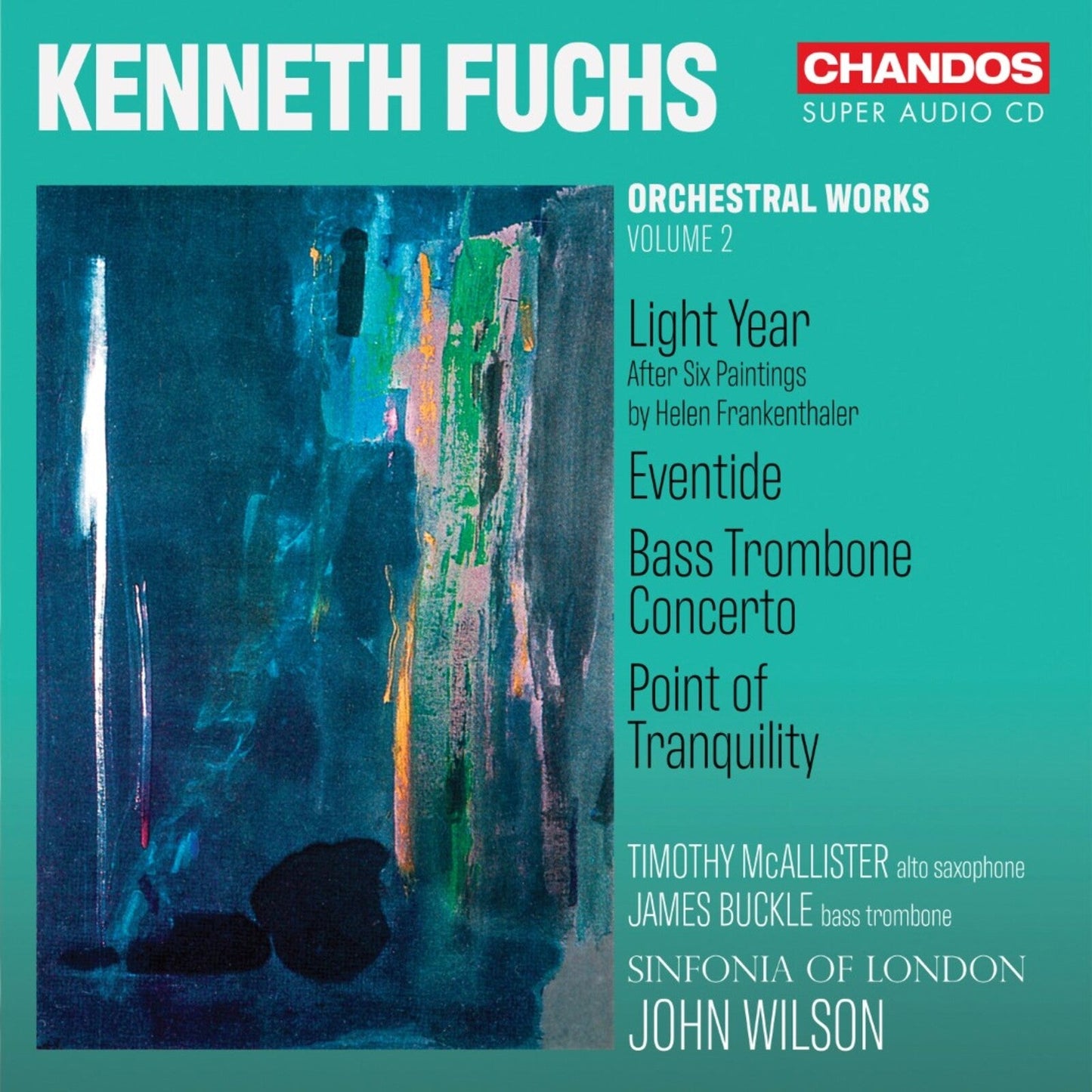 CD cover for Kenneth Fuchs’ Orchestral Works Volume 2, with abstract art.