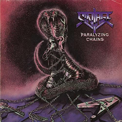 CD cover: snake coiled around a person, with chains and guitars.