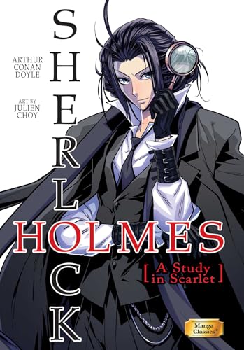 Manga cover featuring Sherlock Holmes with a magnifying glass and cape.