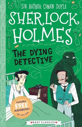 Book cover illustration of Sherlock Holmes in bed with Dr. Watson standing nearby.