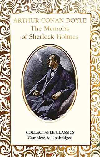 Book cover: "The Memoirs of Sherlock Holmes" with a portrait of Sherlock Holmes smoking.