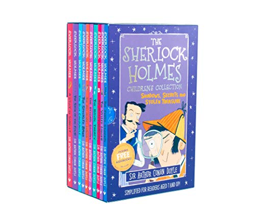 Ten-book Sherlock Holmes children’s collection with illustrated cover and spines.