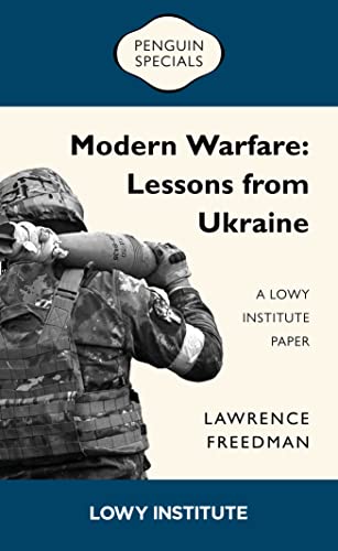 Book cover: "Modern Warfare" with soldier image, Ukraine focus.