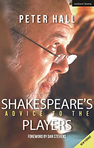 Book cover: portrait of Peter Hall with title "Shakespeare's Advice to the Players".