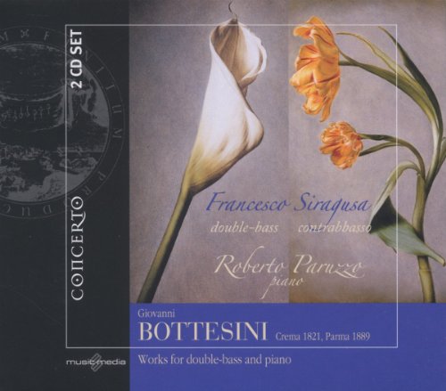 CD cover featuring calla lilies and text naming musicians and composer Bottesini.