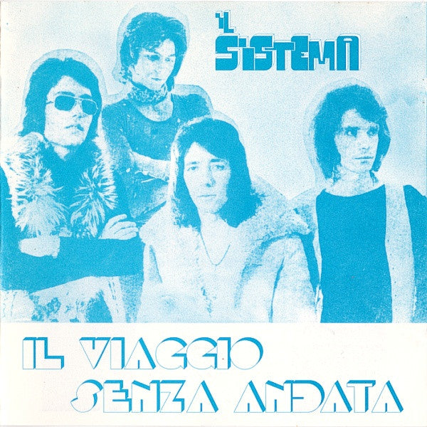 Blue-toned album cover featuring four men with long hair, band “Sistema”.