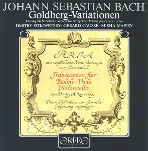 CD cover for Bach's Goldberg Variations featuring ornate baroque text on a yellow background.