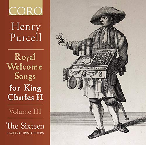 CD cover for Henry Purcell’s “Royal Welcome Songs,” featuring a period illustration.