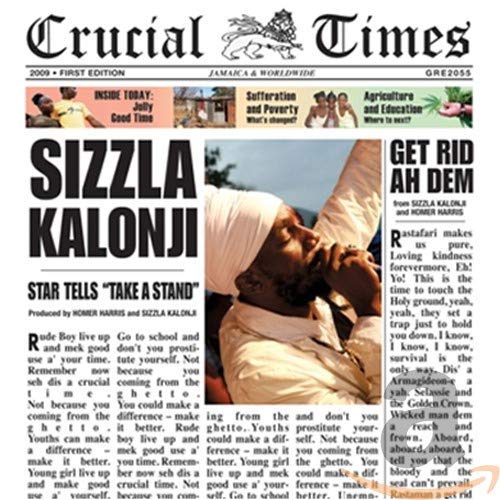 CD cover for Sizzla’s “Crucial Times” designed like a newspaper.