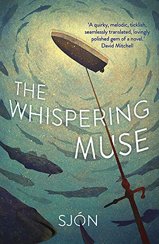 Book cover: “The Whispering Muse” with fish swirling around a spotlight.