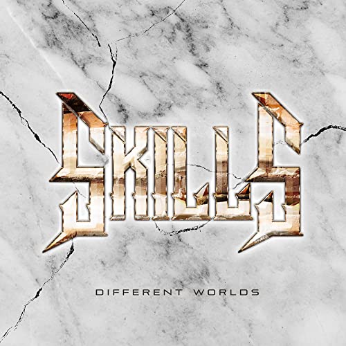 CD cover for "Skills - Different Worlds" with cracked marble texture.