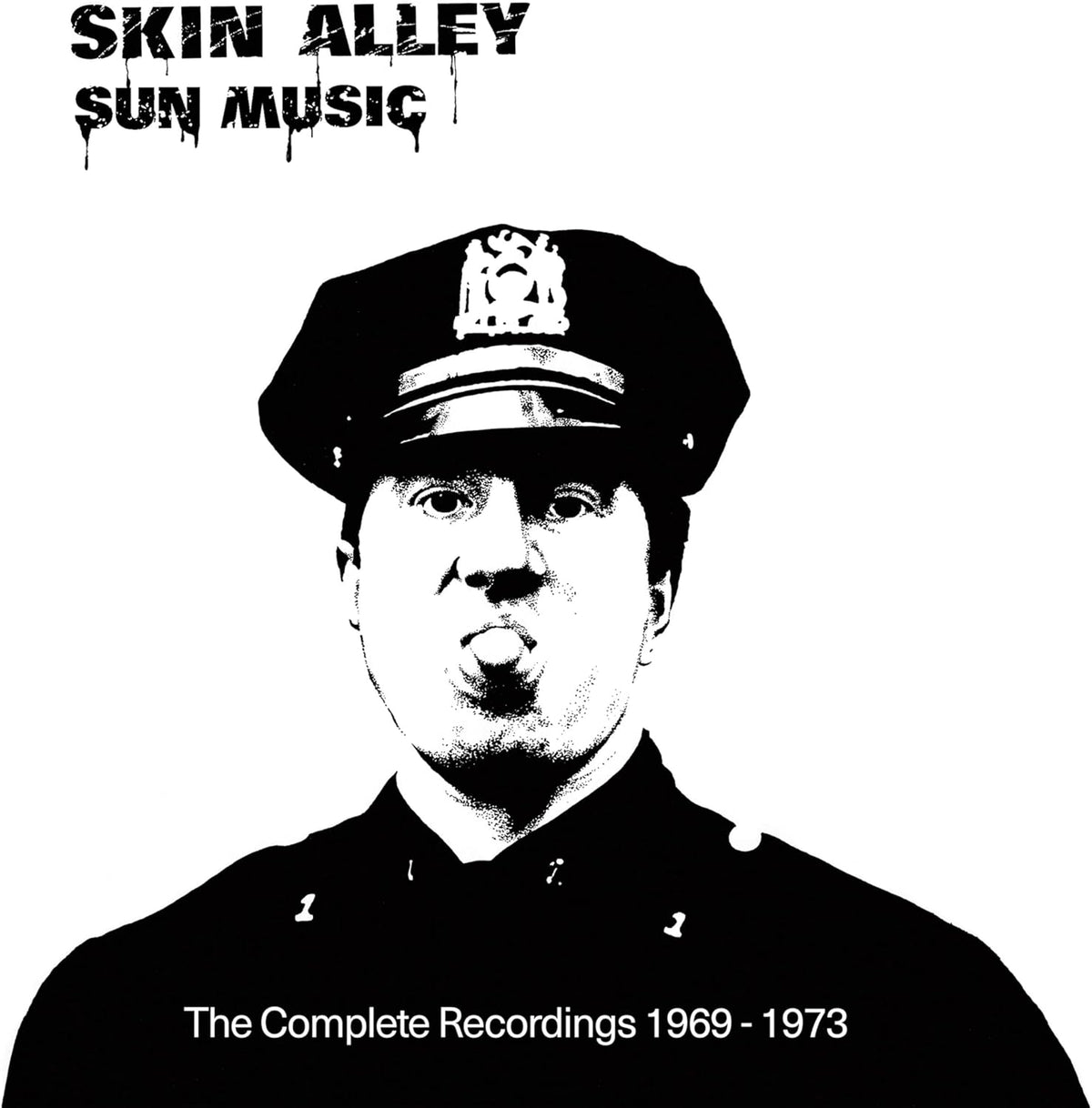 Black and white album cover featuring a man in a captain’s hat.