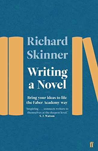 Book cover for Writing a Novel by Richard Skinner on a blue background.