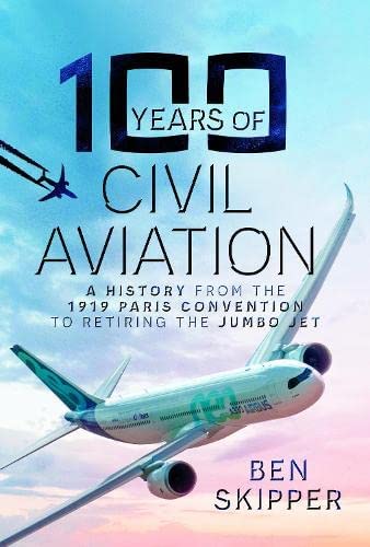 Book cover: “100 Years of Civil Aviation” with a passenger jet.