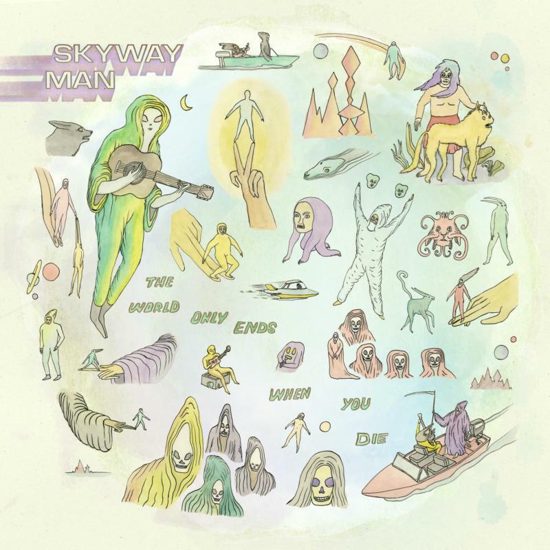 Album cover with whimsical, colorful illustrations of figures and objects.