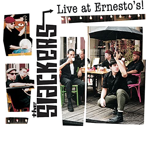 Album cover for "Slackers - Live At Ernesto's!" featuring band photos.