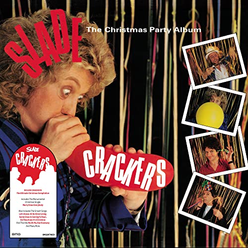 Slade Crackers album cover featuring a band member blowing up a red balloon.