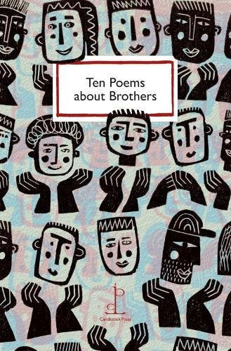 Book cover featuring black and white illustrations of faces on a blue textured background.