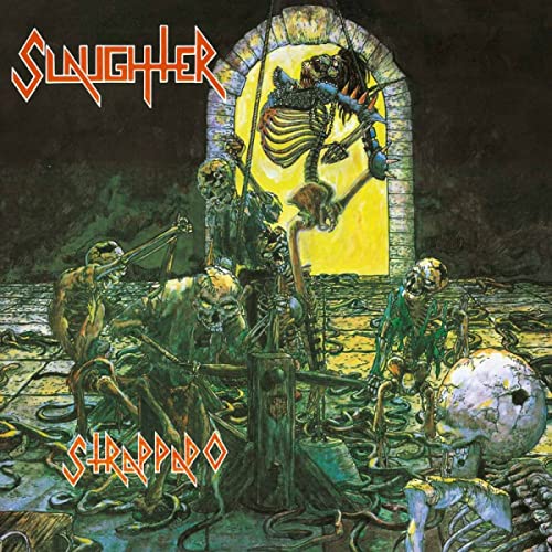 Dark album cover depicting skeletal figures and torture devices.