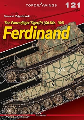 Cover of a book detailing the German Ferdinand tank destroyer, with blueprints.