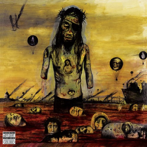 Slayer’s “Christ Illusion” vinyl album cover: distorted, surreal religious imagery.