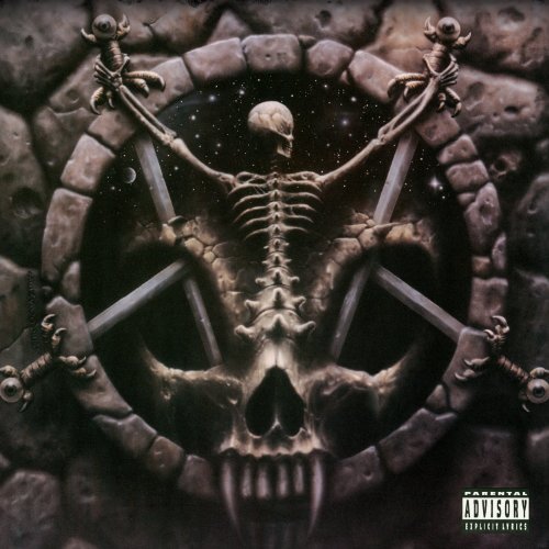 Slayer’s “Divine Intervention” album cover: a skeletal figure within a stone arch.
