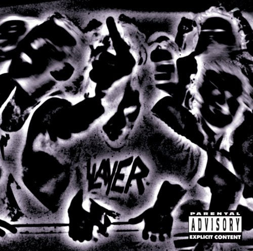 Black and white album cover for Slayer’s “Undisputed Attitude” with band members.