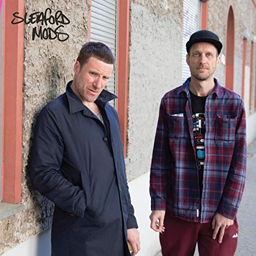 Sleaford Mods album cover featuring two men leaning against a wall.